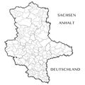 Vector map of the federal state of Saxony Anhalt, Germany