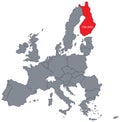 Vector map of Finland and European Union. EPS outline. Royalty Free Stock Photo