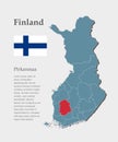 Vector map Finland - region Pirkanmaa Royalty Free Stock Photo