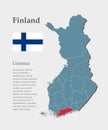 Vector map Finland, region Uusimaa Royalty Free Stock Photo