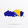 Vector map Flanders Flemish Region, Flemish Community, Belgium combined with Bosnia and Herzegovina flag