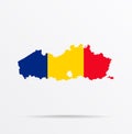 Vector map Flanders Flemish Region, Flemish Community, Belgium combined with Romania flag