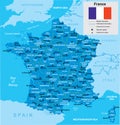 Vector map of France Royalty Free Stock Photo