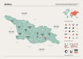 Vector map of Georgia. High detailed country map with division, cities and capital Tbilisi. Political map, world map,