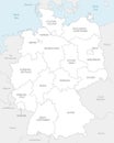 Vector map of Germany with federated states or regions and administrative divisions, and neighbouring countries