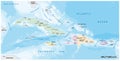 Vector map of the Greater Antilles in the Caribbean region