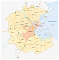 Vector map of the Greater Boston metropolitan region, Massachusetts, united states