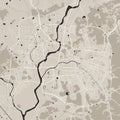 Vector map of Gwangju, South Korea, Catalonia. Urban city in South Korea, Catalonia. Street map art poster illustration