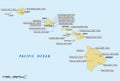 Vector map of the Hawaii archipelago with the most important volcanoes