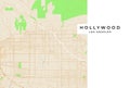Vector map of Hollywood, Los Angeles, USA