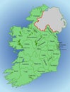 Vector map of Ireland. Republic of Ireland. Map of Ireland with the division into counties