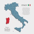 Vector map Italy and district Sardinia