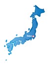 Vector Map of Japan. Blue Illustration.