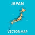 Vector map of Japan with cities and roads on separate layers