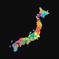 Vector map Japan from color puzzle, jigsaw