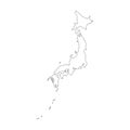 Vector map Japan. Outline map. Isolated vector Illustration. Black on White background