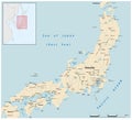 Vector map of the Japanese main island of Honshu