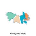 vector map of Kanagawa Ward modern outline design, Borders of Japan for your infographic. Vector illustration. design template Royalty Free Stock Photo