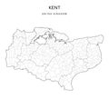 Administrative Map of Kent as of 2022 - Vector Illustration