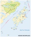 Vector map of the Kodiak Archipelago belonging to the US state of Alaska