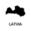 Vector map Latvia. Isolated vector Illustration. Black on White background.