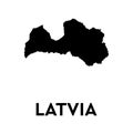 Vector map Latvia. Isolated vector Illustration. Black on White background. EPS Illustration