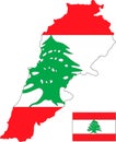 Vector map of Lebanon with flag. Isolated, white background Royalty Free Stock Photo