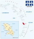 Vector map of the Lesser Antilles with the Martinique archipelago