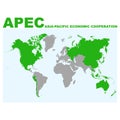 Vector map with location of the Asia Pacific Economic Cooperation