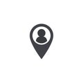 Vector map location icon. Map location shape. Location tag with user. Element for design ui app website interface. Position pin