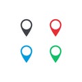 Vector map location icon. Map location shape. Set location tag. Element for design ui app website interface. Position pin. Black