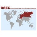 Vector map with location of the Organization of the Black Sea Economic Cooperation