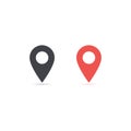 Vector map location red and red icon isolated with soft shadow. Element for design ui app website interface. Blank template