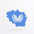 Vector map Luhansk People`s Republic combined with United Nations Parliamentary Assembly UNPA flag