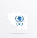 Vector map Luhansk People`s Republic combined with Universal Postal Union UPU flag