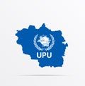 Vector map Luhansk People`s Republic combined with Universal Postal Union UPU flag