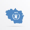 Vector map Luhansk People`s Republic combined with World Food Programme WFP flag