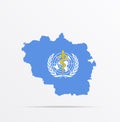 Vector map Luhansk People`s Republic combined with World Health Organization WHO flag