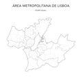 Administrative Map of the Metropolitan Area of Lisbon as of 2022 - Vector Illustration