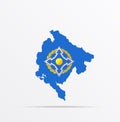 Vector map Montenegro combined with Collective Security Treaty Organization CSTO flag