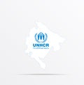 Vector map Montenegro combined with Office of the United Nations High Commissioner for Refugees UNHCR flag