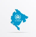 Vector map Montenegro combined with United Nations Environment Programme UNEP flag