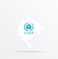 Vector map Montenegro combined with United Nations Environment Programme UNEP flag