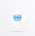 Vector map Montenegro combined with United Nations Industrial Development Organization UNIDO flag