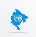 Vector map Montenegro combined with United Nations Industrial Development Organization UNIDO flag