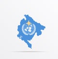 Vector map Montenegro combined with World Meteorological Organization WMO flag