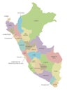Vector map of Peru with departments, provinces and administrative divisions.