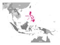 Vector map of Philippines. Pink highlighted in Southeast Asia region