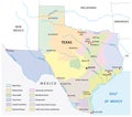 Vector map of the physical regions of Texas