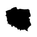 Vector map Poland. Isolated vector Illustration. Black on White background. Royalty Free Stock Photo